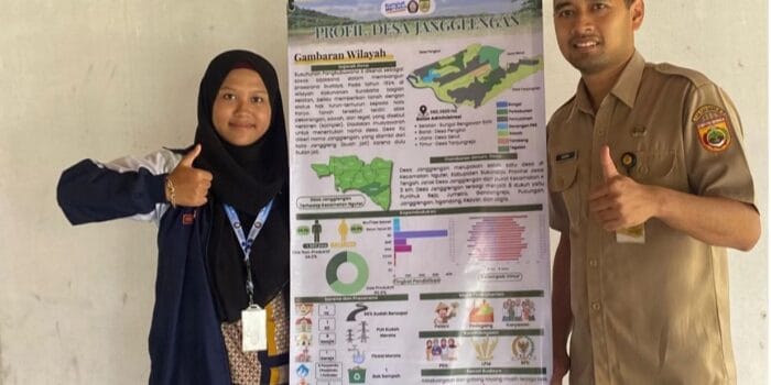 Mahasiswa KKN Undip Hadirkan Infografis Profil Desa Jangglengan dengan Stand Banner Menarik