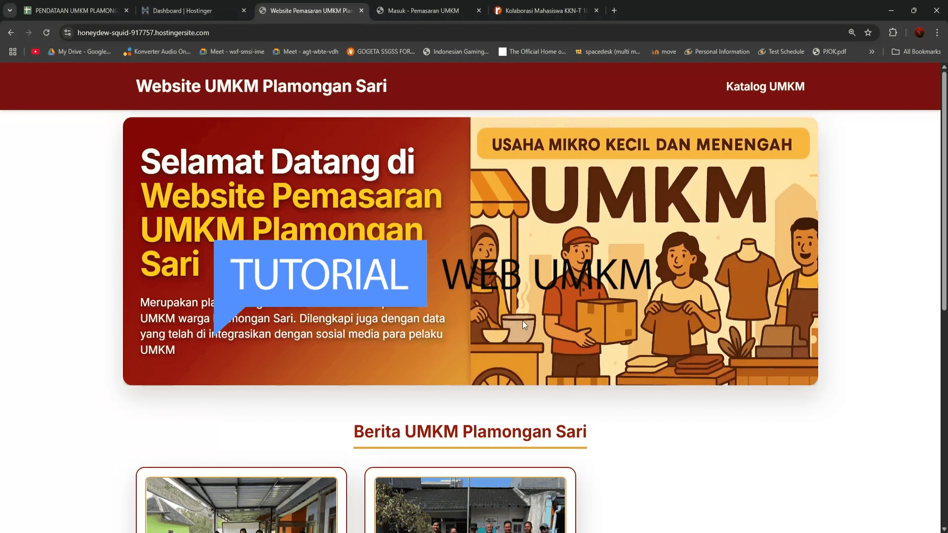 Mahasiswa KKNT-105 UNDIP Buat Video Pelatihan Website Pemasaran UMKM untuk Kelurahan Plamongansari A screenshot of a web page AI-generated content may be incorrect.