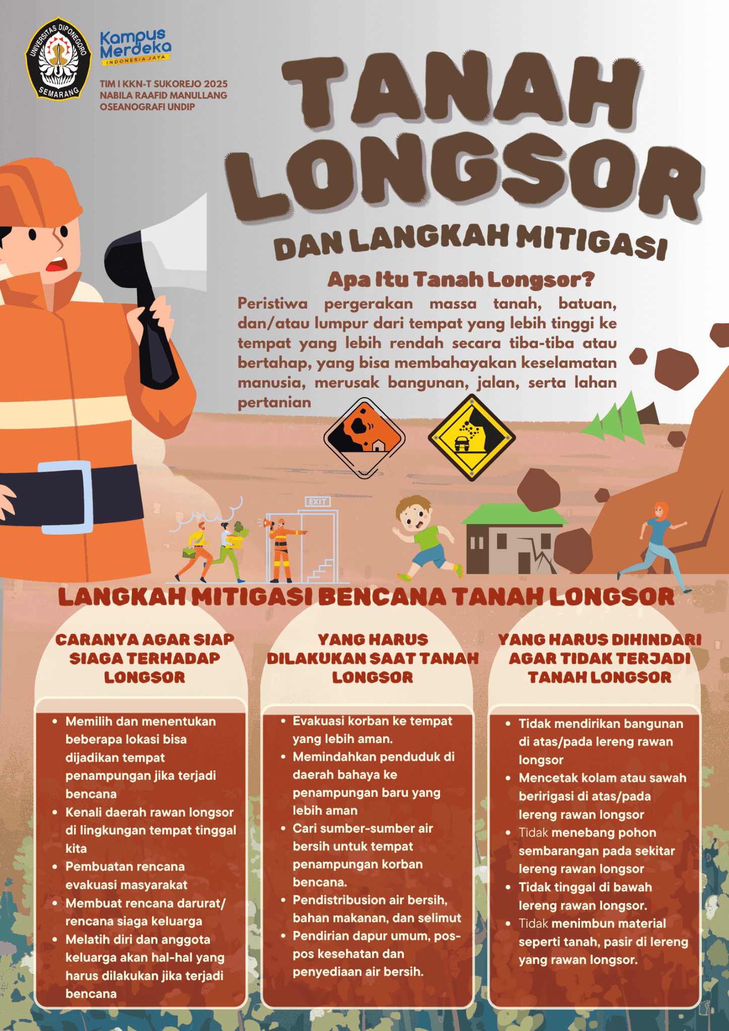 Mahasiswa KKN UNDIP Tingkatan Kesadaran Warga Pegunungan Sukorejo Terhadap Ancaman Tanah Longsor Lewat Edukasi Mitigasi Bencana Mahasiswa KKN UNDIP Tingkatan Kesadaran Warga Pegunungan Sukorejo Terhadap Ancaman Tanah Longsor Lewat Edukasi Mitigasi Bencana